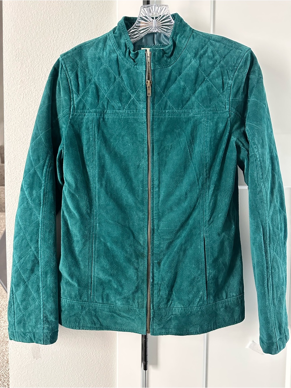 Ruff Hewn Teal Suede Genuine Leather Jacket size S - Picture 2 of 7